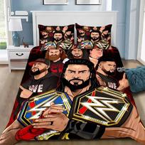 Žaidimo WWE-EAW Antklodės užvalkalas Pagalvės užvalkalas Lovos patalynės komplektas Suaugusiems Berniukui Mergaitei Miegamojo dekoravimas Vaikų dovana Viengulis Dvigulis Dydis EU Single(135*200cm)3pcs black