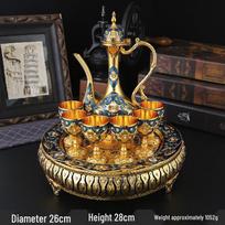 Decorative Wine Decanter and Glass Set brown