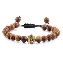 Charm Men Bracelet Spartan Helmet Natural Stone Onyx Beads Handmade Braided Bracelets Bangles Adjustable Rope Homme Hand Jewelry brown