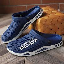 Men's Breathable Mesh Slippers Clogs with Convertible Heel Strap Sporty Casual Sandals 44 mėlyna