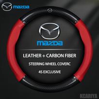 Anglies pluošto odos automobilio vairo apdangalas, skirtas Mazda 3 5 6 SKYACTIV Axela Atenza CX30 CX5 CX8 CX9 MX5 RX8 RX7 BT50 Priedai black