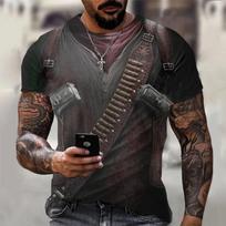 Fashionable men's T-shirt 3D printed tie pattern ordinary short sleeved shirt 6XL gray