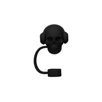 New Silicone Skull Straw Cap Drinking Proof Splash Straw Cover Dustproof Reusable Straw Topper black
