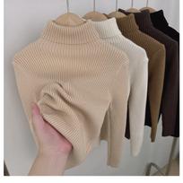 Kids Girls Solid High Neck Warm Knit Pullover Bottoming Sweater 130cm gray