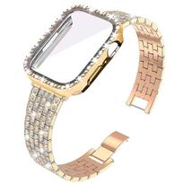 Metalinė apyrankė Apple Watch juostai 41mm 45mm 40mm 44mm Moteriška Deimantinė Nerūdijančio Plieno Grandinėlės Apyrankė iWatch 9 8 7 6 SE 5 Priedai Series 4 5 6 SE 44mm beige