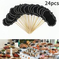 24 vnt. Mini lenta, kartonas Pranešimas Šiferis Vizitinės kortelės laikiklis Atmintinės etiketė Gaminio numerio lentelė Kaina Namų restorano vakarėliui 24pcs juoda