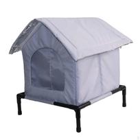 WaterResistant Outdoor Cat House | sheltering Sloped Roof Design, with Raised Base, for S pilka spalva