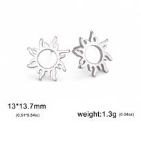 Sun Totem Round Pendant Drop Earrings Stainless Steel Women Hoop Earring Party Jewelry Birthday Gift gray