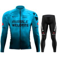 Spring Summer Long Sleeve Cycling Jersey Set Bib Pants Ropa Ciclismo Clothing Pro Team Bike Uniform Men Bicycle Clothes Mailllot Asian size-L