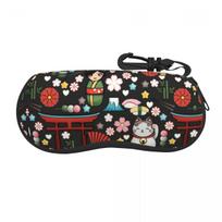 Custom Kawaii Maneki Neko Lucky Cat Shell Eyeglasses Protector Cases Fashion Sunglass Case Japanese Geisha Art Glasses Pouch One Size gray