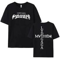 Lady Gaga Mayhem Album 2025 Marškinėliai Nauji mados dainininkės marginimo marškinėliai Medvilnė Minkšti marškinėliai trumpomis rankovėmis Unisex Streetwear marškinėliai L black