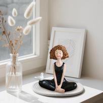Yoga Girl Figurines Yoga Statue Art Sculpture Figure Resin Home Decoration Desk Ornament, Statuette For Your Desk/Bookshelf gray