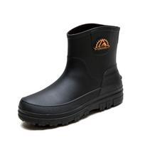 Vyriški vandeniui atsparūs vidutinio ilgio guminiai lietaus batai - Madingi, šilti, neslystantys darbui, žvejybai ir virtuvės reikmėms Size 42 juoda