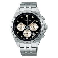 SEIKO SELECTION SBTR047 S Series Men's Watch. Quartz. Stopwatch, Tachymeter, Date Calendar. NEO VINTAGE. Black Dial. Stainless Steel. black