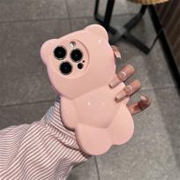 Mielas 3D skysto silikono lokio telefono dėklas, skirtas iPhone17 16 15 14 plus 13 Pro Max 11 12, atsparus smūgiams Funda For iphone 16 rožinė