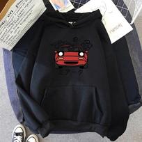 Anime Initial D Hoodie Japonijos automobilių Miata MX5 Printed Hoody Moterų mados Harajuku Graphic Vyriški gobtuvai M black
