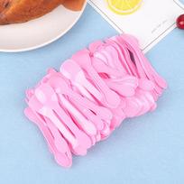 100 vnt. Mini plastikiniai šaukšteliai Stalo įrankių šaukšteliai želei, ledams, desertui, užkandžiui Plastikinis šaukštelis vakarėlio reikmenims pink