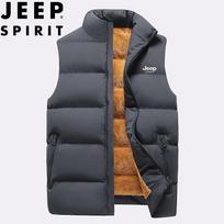 JEEP SPIRIT Men's Stand Collar Sleeveless Padded Vest 4XL tamsiai pilka spalva