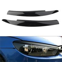 car Head Light lamp eyebrow eyelid cover trim for VW Scirocco 2009 2010 2011 2012 2013 Glossy black  2014 2015 2016 2017 carbon black