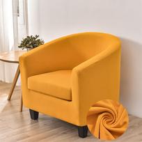 Solid Color Tub Chair Cover Stretch Armchair Cover Club Sofa Slipcover Armchair Covers With Cushion Cover For Living Room Home orange