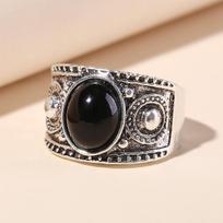 Retro ring, palace vintage ring, European and American exaggerated personality alloy ring, popular foreign trade accessory black