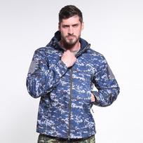 Tamsiai mėlyna Soft Shell lauko striukė, neperšlampama vyriška striukė su gobtuvu XS gray