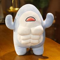 40cm Cute Worked Out Shark Plush Toys Stuffed Mr Muscle Animal Pillow Appease Cushion Doll Gifts for Kids Children Girls 40cm dangaus mėlyna spalva