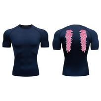 Graphic Print Short Sleeve Compression Shirt for Men Summer Athletic Quick Dry T-shirts Tops Gym Workout Running Training Tees XXXL black