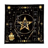Tarot stalo servetėlė Altorių servetėlė Kortų skaitymo Astrologijos stalo servetėlė Būrimų kortų audinys Sienos dekoracija Gobelenas A 60x60cm beige