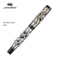 Prabangus Jinhao 3D drakono reljefo ir fenikso auksinio metalo rašiklis parkeris raštinės reikmenys verslui mokyklai biuro reikmenys rašiklis rašymui (as the picture,0.5mm) gray