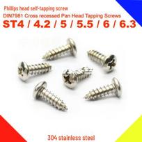 Series 304 Stainless Steel Phillips Pan Head Self-Tapping Screws (ST4/4.2/5/5.5/6/6.3) ST5*10