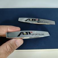 2 ABT automobilio logotipo lipdukų rinkinys jūsų transporto priemonės galinio bagažinės ir šonų dekoravimui, su 3D chromo apdaila ABT Leaves gray