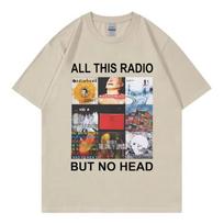 Visas šis radijas, bet be galvos Marškinėliai Roko grupė Radiohead Muzikinis albumas Grafiniai marškinėliai Vyriški Moteriški Drabužiai Mada Hip Hop Marškinėliai L beige