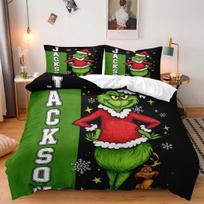 Kalėdinio rašto patalynės komplektas suaugusiems ir vaikams, žaliaplaukio monstro rašto antklodės užvalkalų komplektas su pagalvių užvalkalais 50x75cm Įvairių dydžių EU Single 135*200cm/53x79in 3pcs