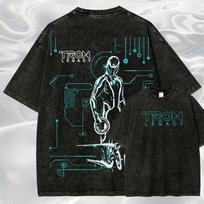 Vintage Game Graphic Washed Arcade T Shirt Retro Video Game Tron Gift Unisex XXL black