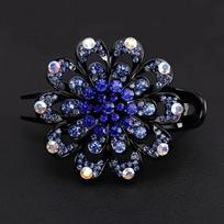 Gėlių plaukų segtukas Crystal Rhinestone – puošni arklio uodega Barrette elegantiška plaukų segtukas moterims 2PCS mėlyna