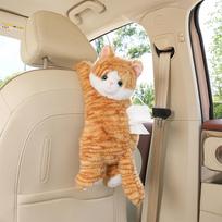 Derpy Cat Plush Car Tissue Box Holder & Decorative Hanging Doll white