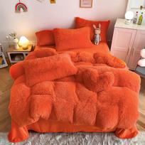 Mink 4 dalių lovos komplektas žiemai sutirštintas pliušinis Mink Velvet Crystal Velvet Love pagalvė Enlargement oranžinė