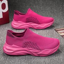 Barbie Pink Solid Color Simple Casual Shoes Mesh Slip-on Platform Low-Top Women's Shoes Commuter Outdoor Daily Campus Men's Shoes 44 pink