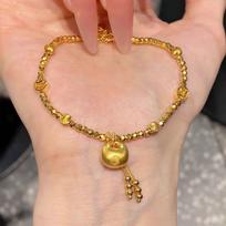24K sand gold lucky bag fringed beaded bracelet new Chinese retro versatile bracelet jewelry women brown