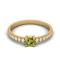 0.65 Ctw Round Peridot 925 Sterling Silver Gold Vermeil Solitaire Accents Women Wedding Ring 12 geltona