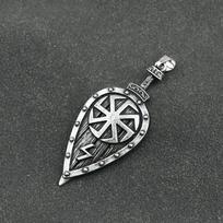 Slaviškas Kolovratas Kardas Skydas Amuletas Vikingų Rūnos Karoliai Vyrams Moterims Rankų Darbo Papuošalai Talismanas Pakabukas gray