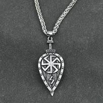 Slaviškas Kolovratas Kardas Skydas Amuletas Vikingų Rūnos Karoliai Vyrams Moterims Rankų Darbo Papuošalai Talismanas Pakabukas black
