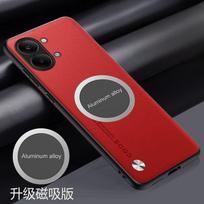 Luxury Business Sle Metal Magnetic Car Holder Leather Case For Poco X8 Pro Max F8 Ultra X/M/F 7 6 Pro Anti-Drop Protection Cover Poco F6 Pro raudona