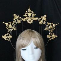 Saulės Deivės Auksinė Galvos Juosta Barokinė Dygliuota Karūna Galvos Papuošalas Gotikinė Lolita Barokinis KC Punk Cosplay Kostiumas Galvos Papuošalas Plaukų Aksesuarai gray