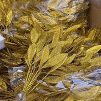 10Pcs New Artificial Artificial Leaves DIY 6-Leaf Fake Plant Leaves Glitter Christmas Tree Decor New Year Gift auksas