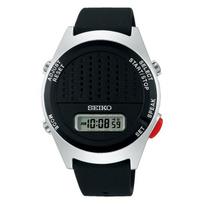 Seiko Watch Voice Digital Watch SBJS015 Unisex Quartz Voice Notification Function, Voice Guidance for Time/Alarm Setting, Silicone Band, black