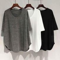 Spring and Summer Arc, Korean Version of The Korean Version of The Loose, Lazy Mid -length U -collar Bat Sleeve T -s… More M balta