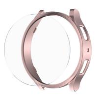 Screen Protective for Samsung Galaxy Watch 6 44mm 40mm PC Case Frame Bumper Cover+Tempered Glass Galaxy Watch6 Classic 43mm 47mm Watch 6 Classic 43mm rožinio aukso spalvos