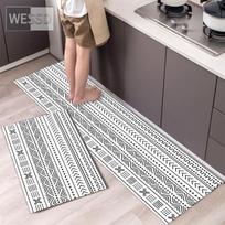 40x60cm 40x120cm 2vnt neslystantis grindų kilimėlis virtuvei Paprastas geometrinis spaudinys Virtuvės bėgimo kilimėlis Plaunamas vonios kilimėliai Valgomojo stalo kilimėlis 40x60cm+40x120cm black